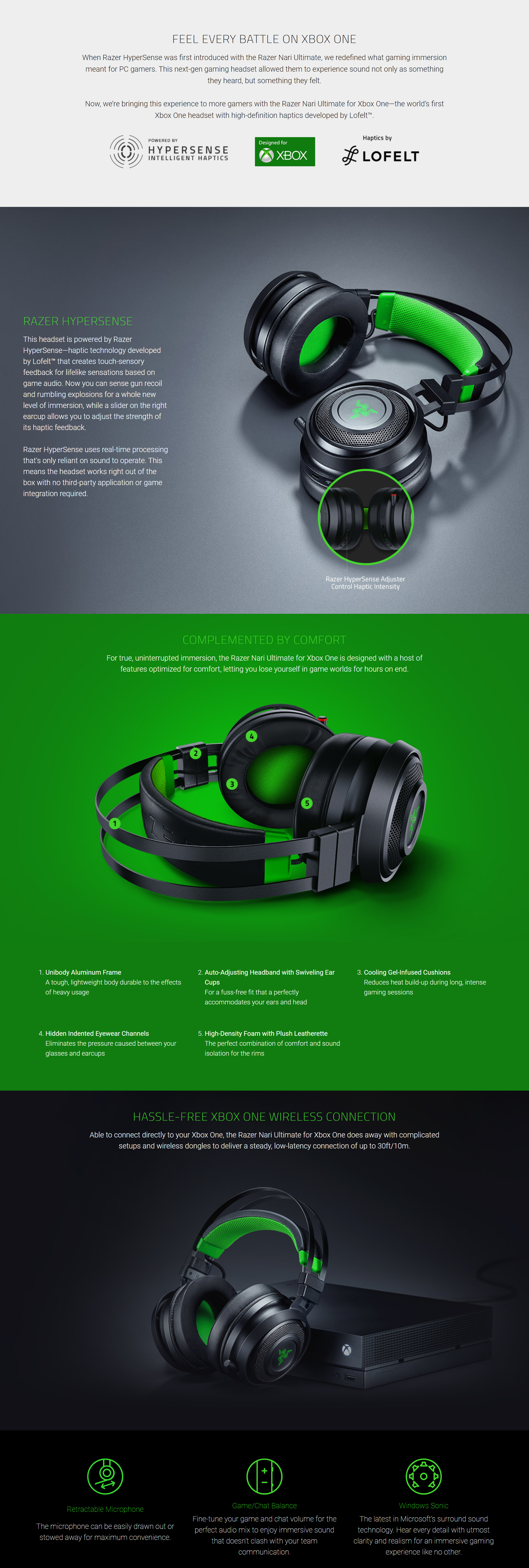 Razer Nari Ultimate Xbox One Wireless Gaming Headset With Razer Hypersense Canada Computers Electronics